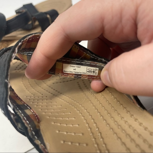 Crocs Women's A-Leigh Cork Black Brown Wedge Strappy Sandals Size 8 - Picture 8 of 8